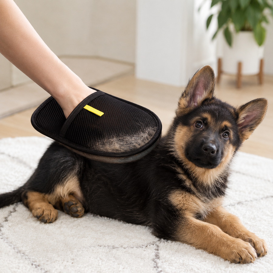 Petting Glove grooming mitt removing loose fur