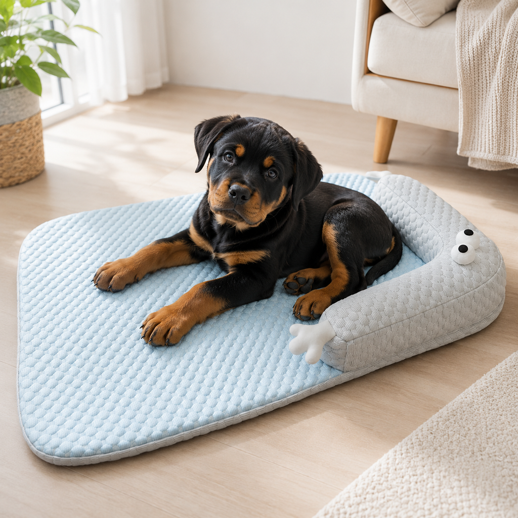 Pet resting on ChillNest cooling pet bed