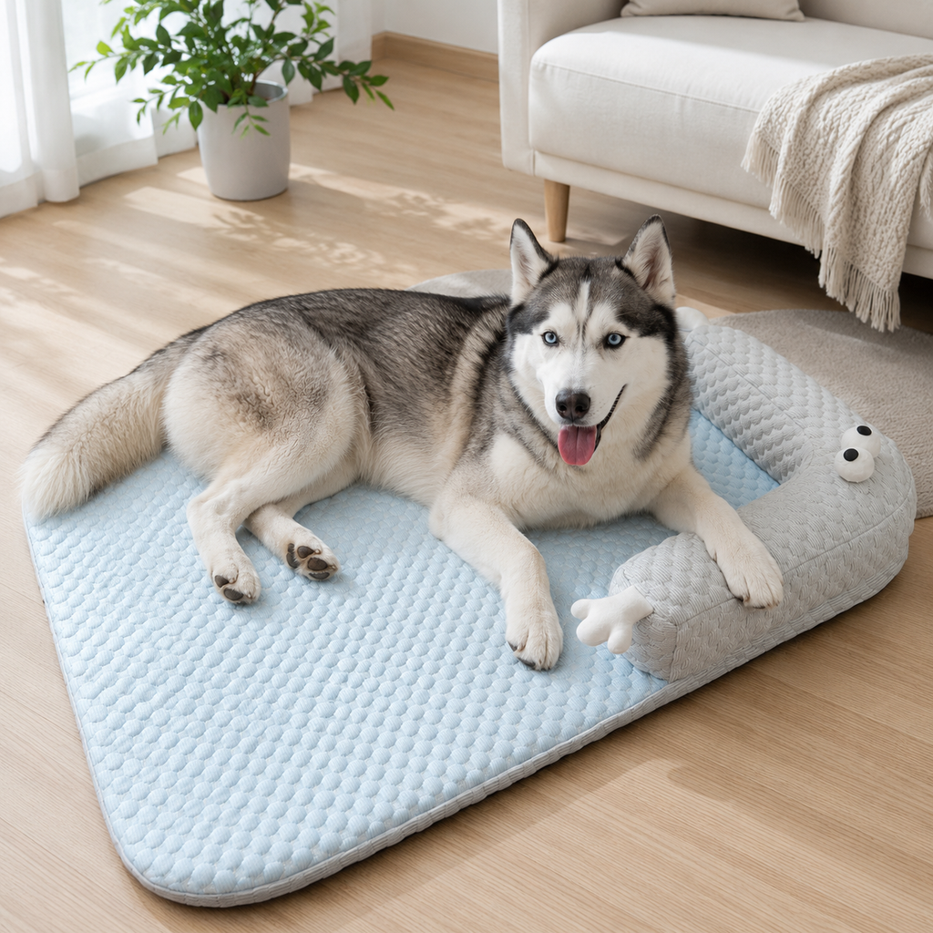 Pet resting on ChillNest cooling pet bed