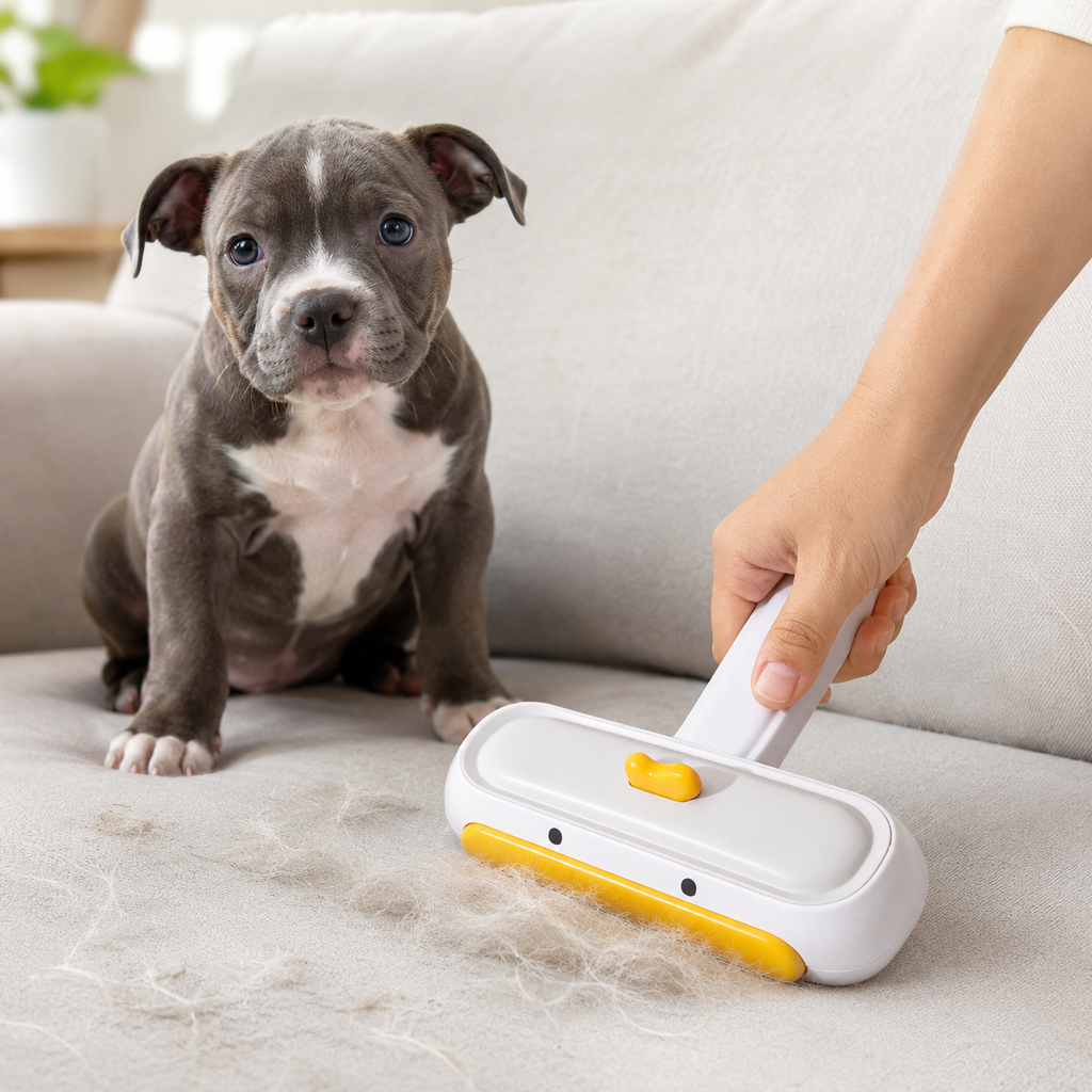 FurLift reusable pet hair roller lifting fur from fabric