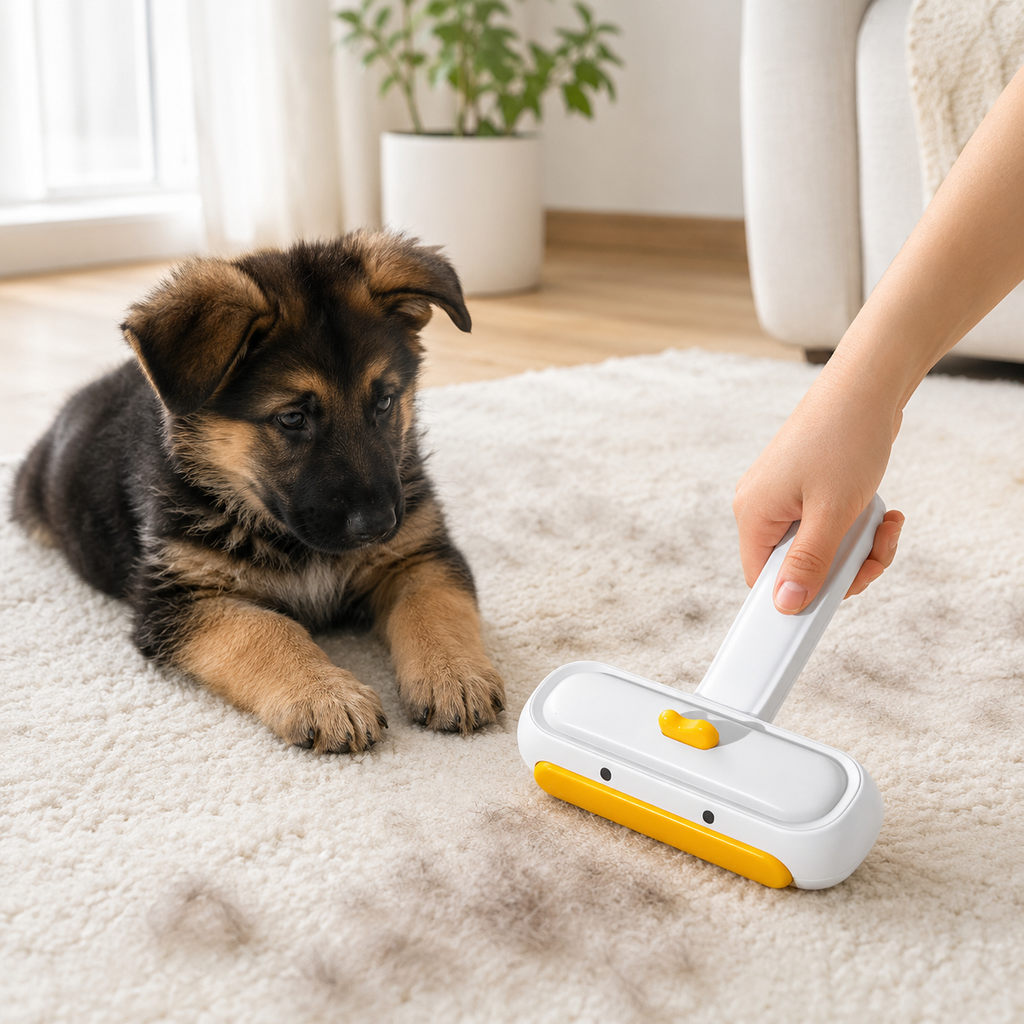 FurLift reusable pet hair roller lifting fur from fabric