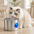 Pet drinking from FreshFlow stainless pet fountain